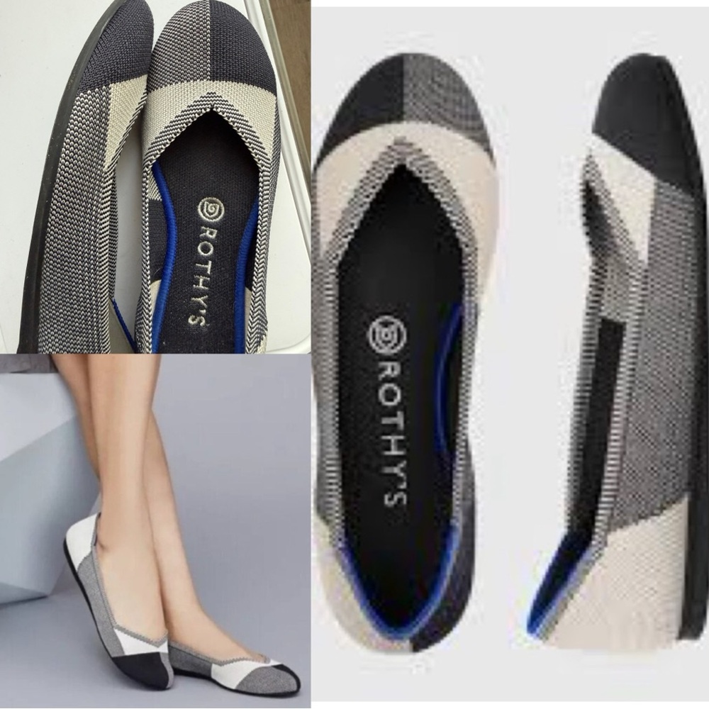 Rothy's Flat Captoe Black & White
Checkered Buffalo Plaid ecru